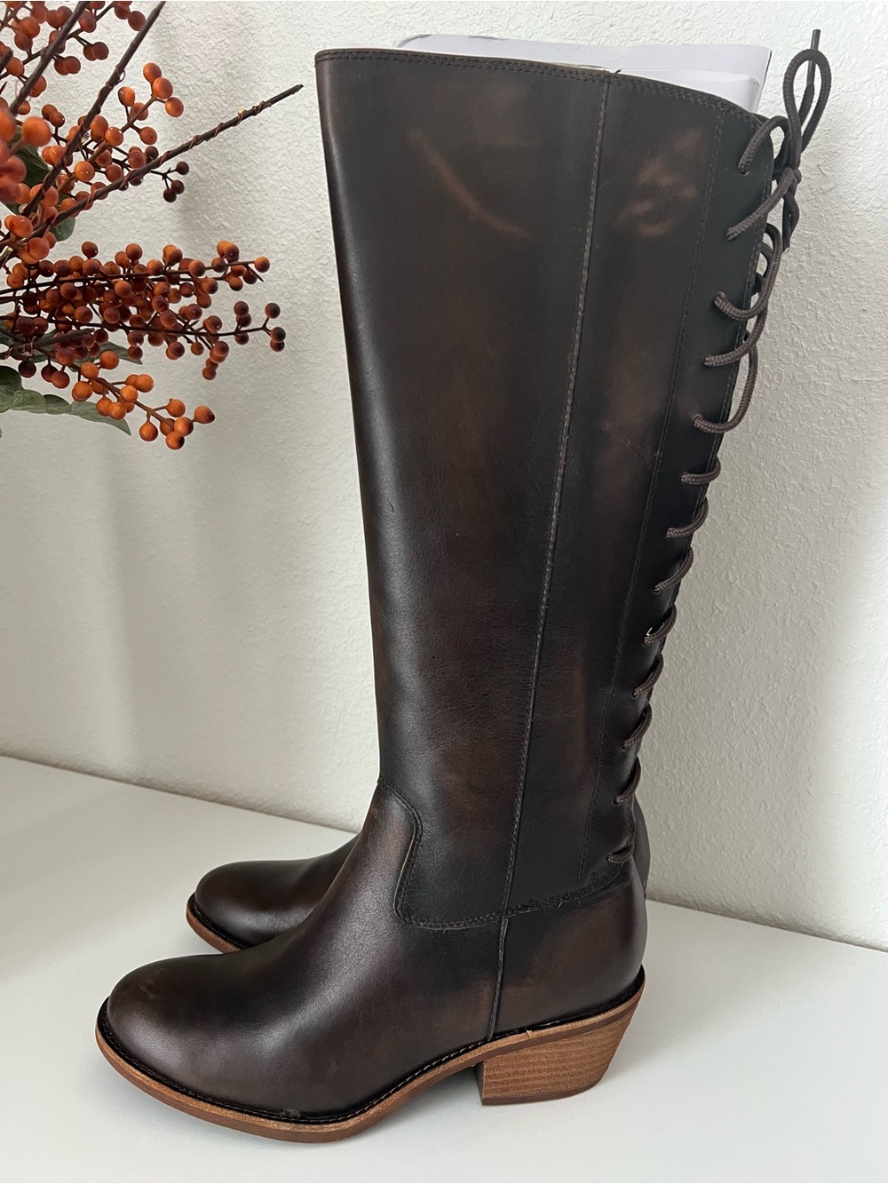 SOFFT-Women's Tall Leather Riding Boots - Dark Brown - Picture 3 of 12